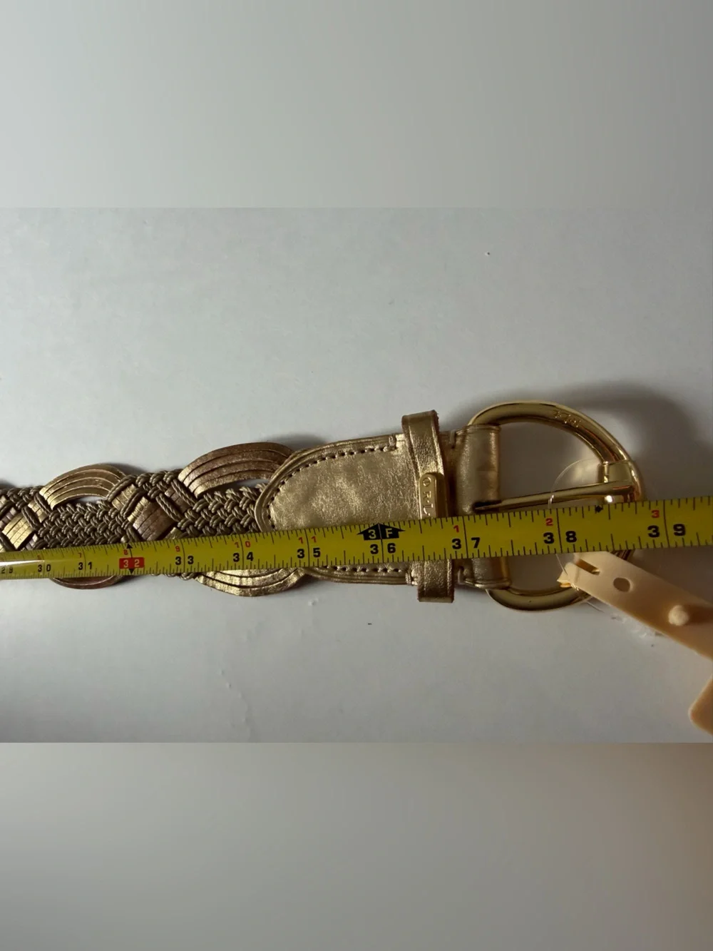Ralph Lauren Braided Metallic Gold and Brown 100% Leather Belt